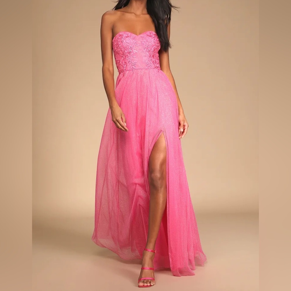 Lulus Midnight Dreamer full length gown/dress hot pink NWT XL